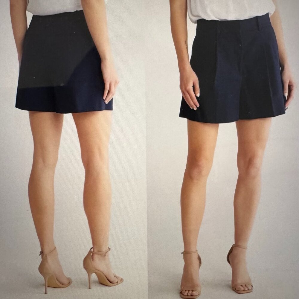 Like New, Never Worn REBECCA TAYLOR High Waist Cotton Tailored Navy Shorts Sz 6